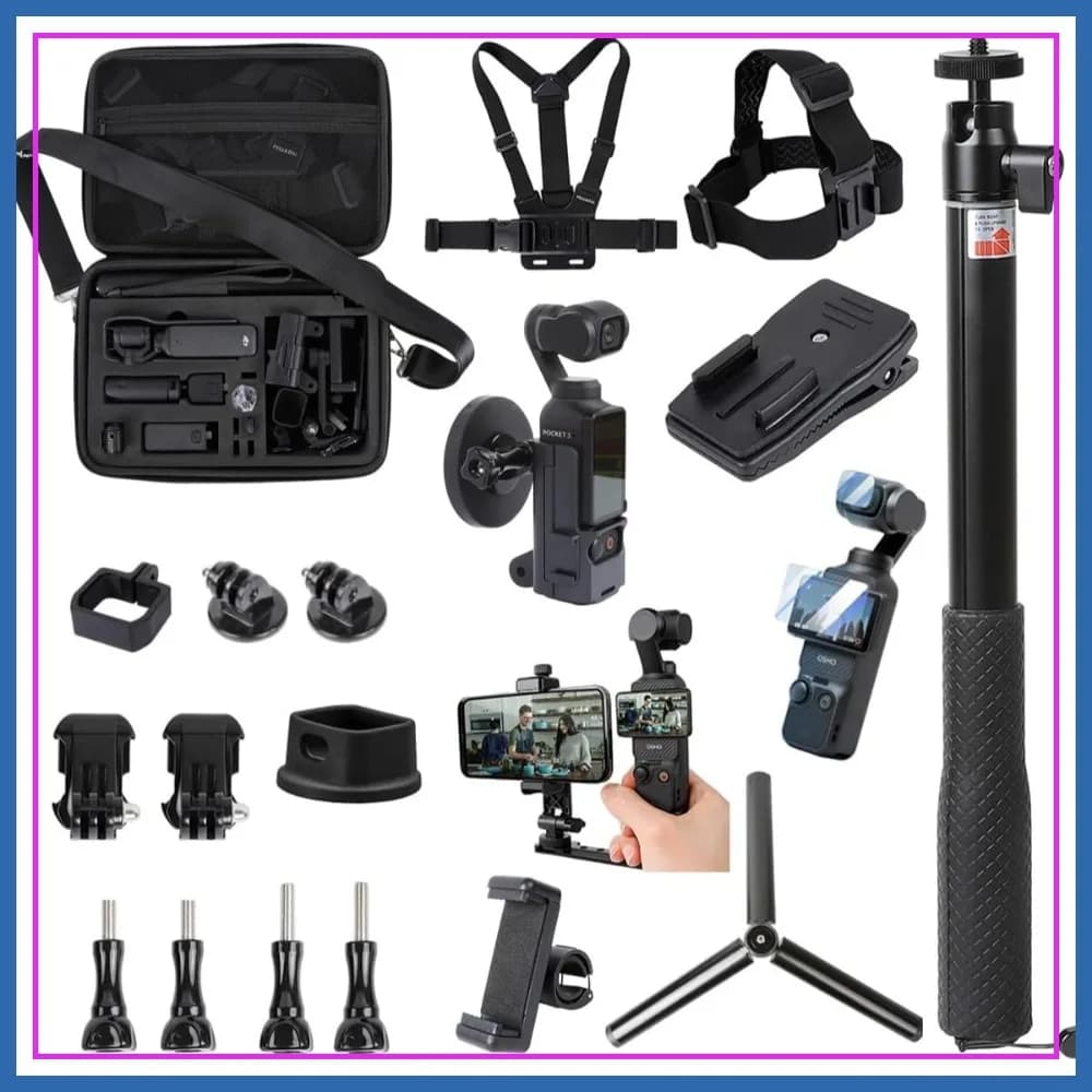 Kit di Accessori 21 in 1 per OSMO Pocket 3, Include Custodia Rigida, Supporto Magnetico, Asta Selfie, Treppiede e Altro