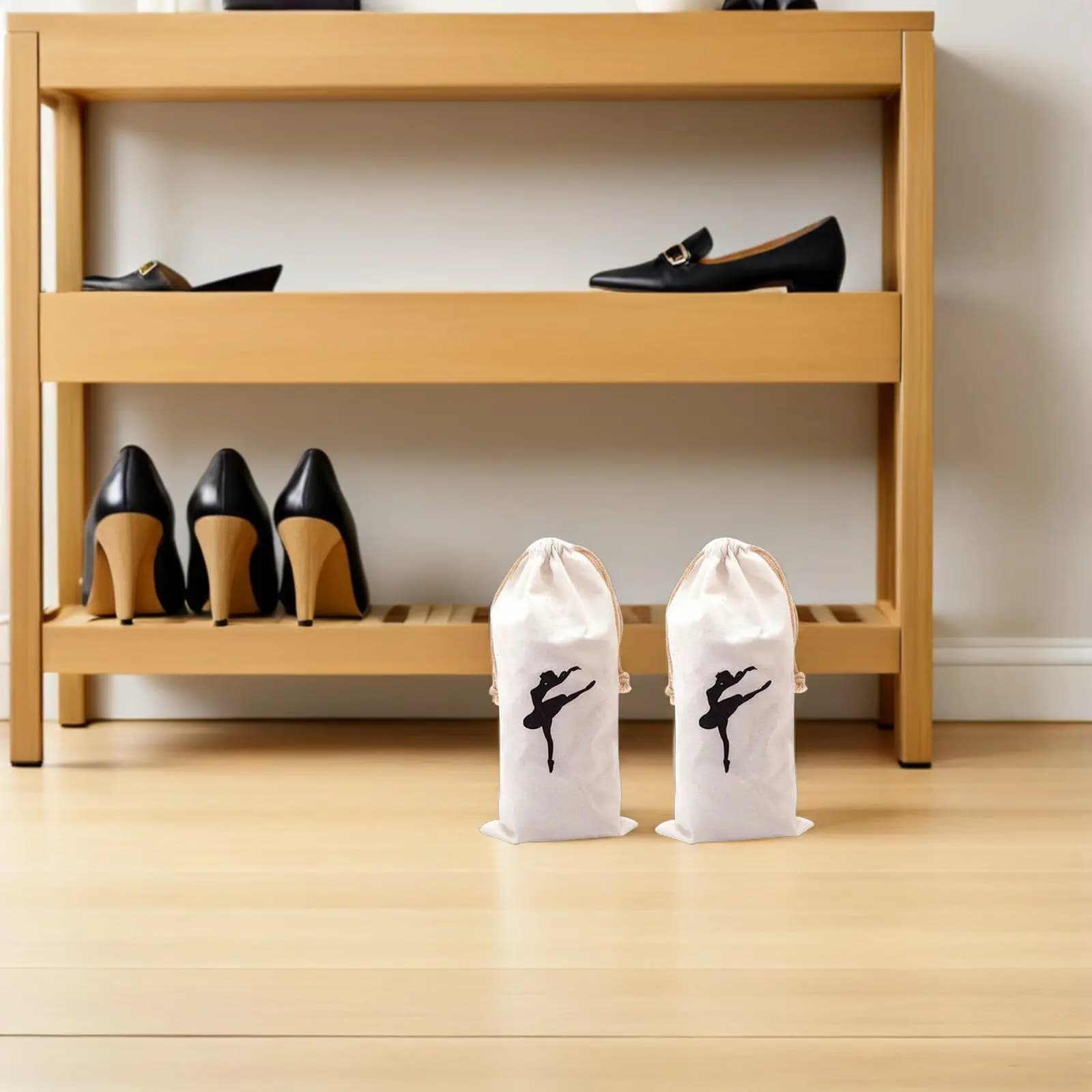 2 Pcs Dance Bag Shoe Bags for Storage Ballet Shoes Organizer White Drawstring