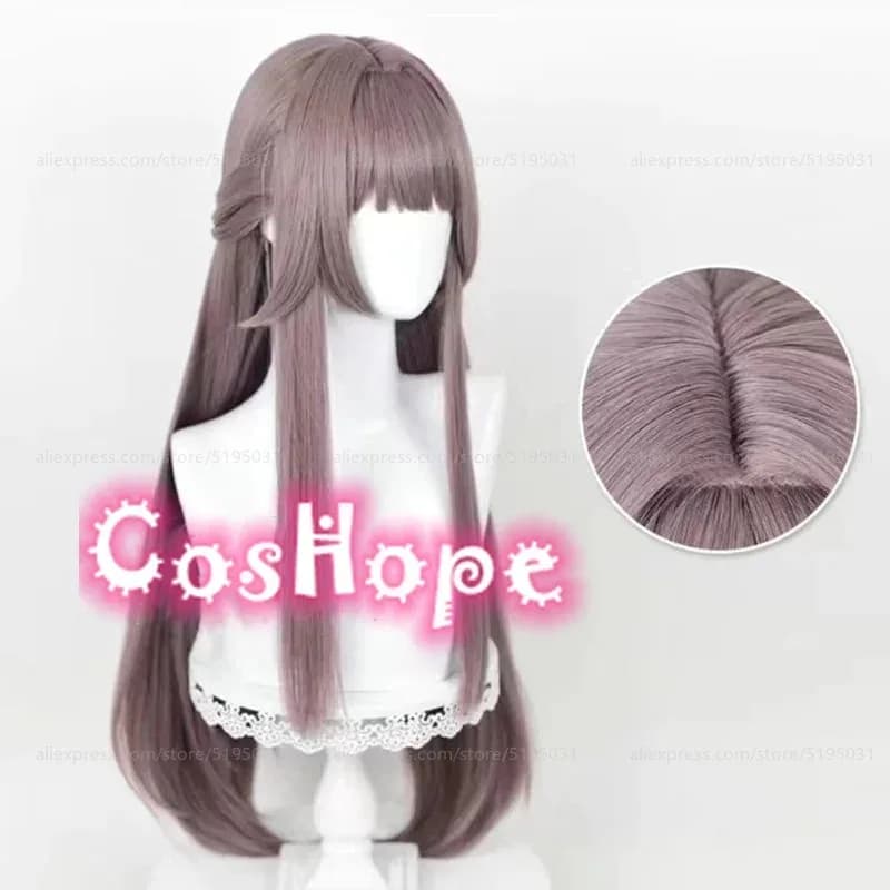 Herta 88cm Long Straight Grey Purple Anime Cosplay Heat Resistant Synthetic Wigv;2,r'6;t.