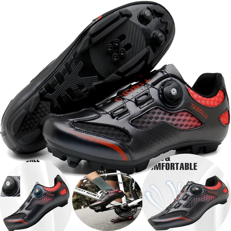 Nuove scarpe da ciclismo da uomo, comode scarpe da montagna con doppia fibbia rotante, scarpe da ciclismo su strada, scarpe per sport all'aria aperta e tempo libero