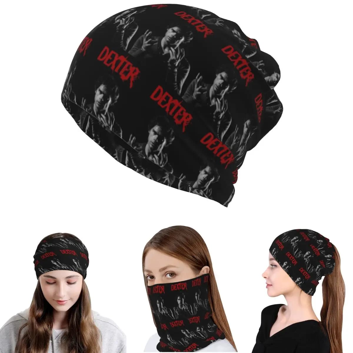 Movie Dexter Morgan Bandana Neck Cover Wrap Scarf Multi-use Headband Beanies Hat for Men Women Adult Winter