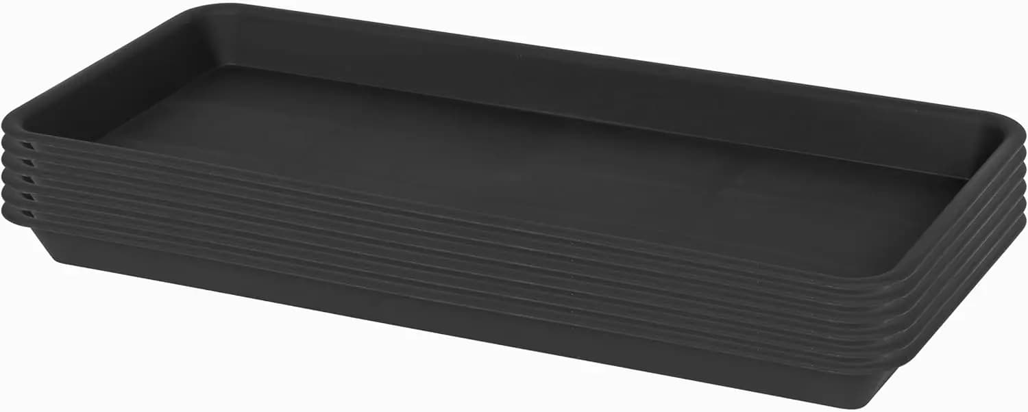 Set of 6 Resistant Plastic Subdubs, Rectangular Trays for Indoor Plants, Davanzali and Semina