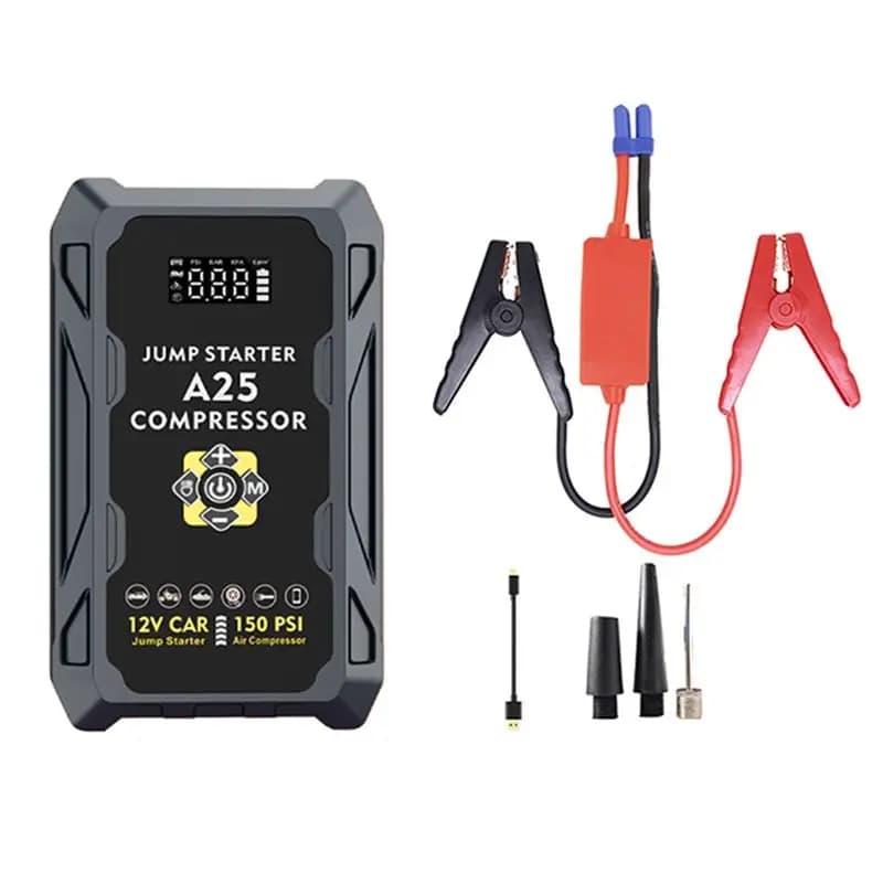Pratico avviamento di emergenza per auto con compressore d'aria Picco Banca di potere portatile Batteria automatica Booster 1500A 150PSI Pompa d'aria Gonfiatore per pneumatici