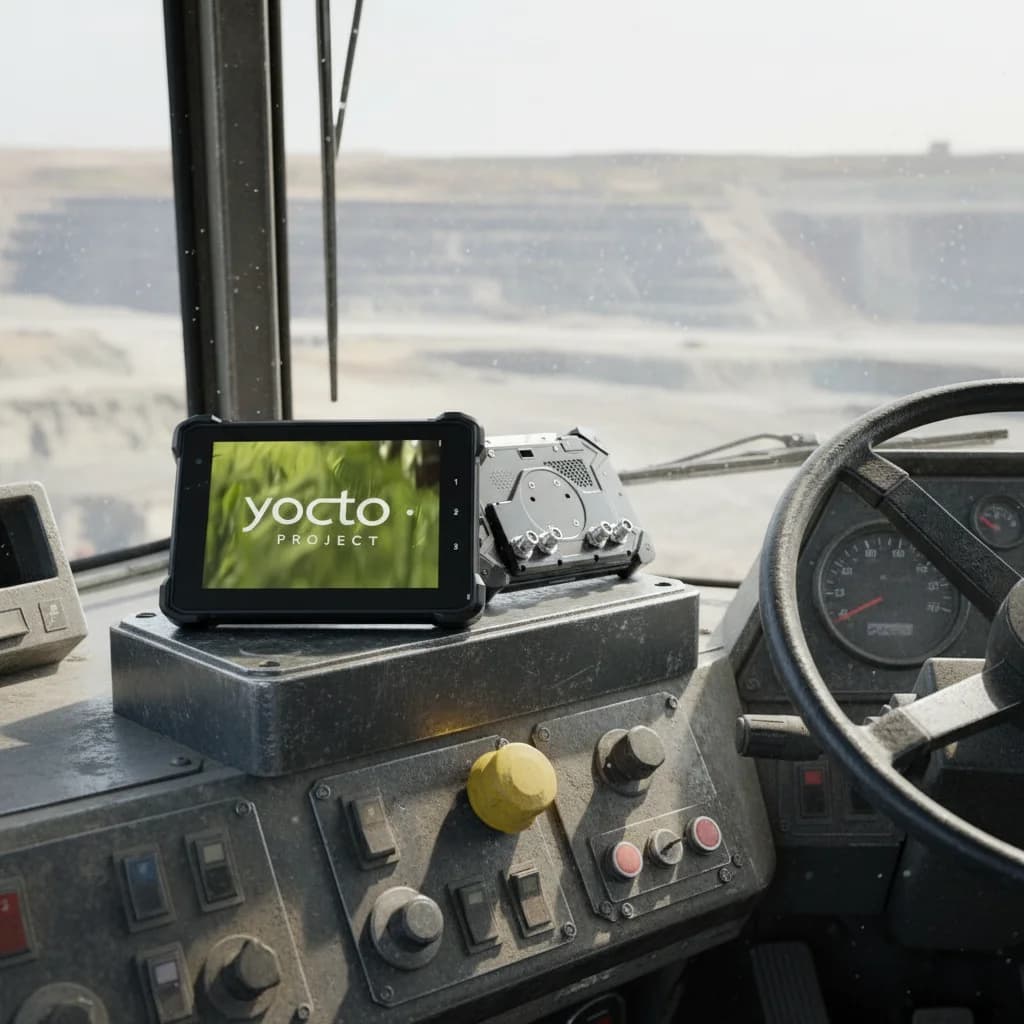 Tablet Industriale Yocto da 7 Pollici Robusto per Veicoli con Linux, Grado di Protezione IP67, Certificazione MIL-STD-810G e Docking Station per Applicazioni Industriali