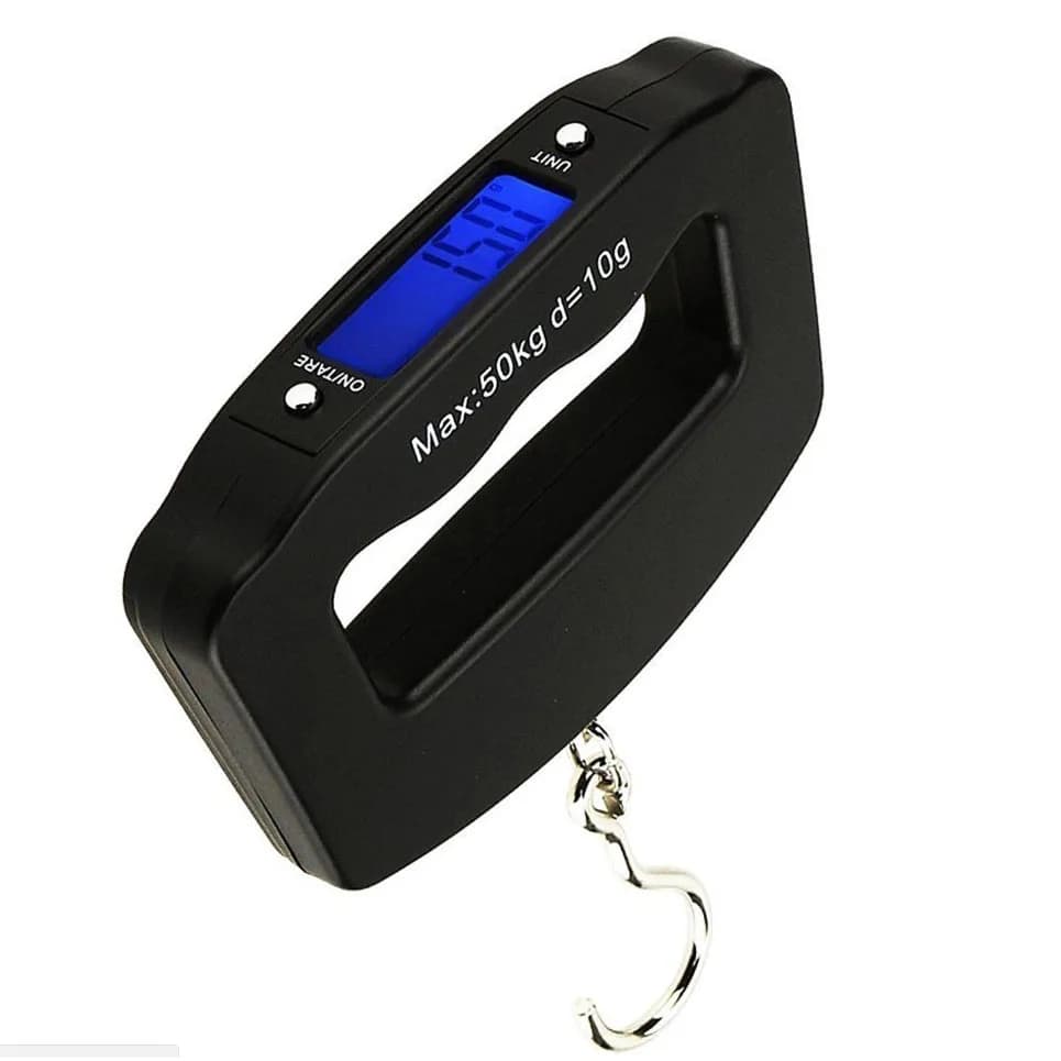 50Kg 10g Mini portatile digitale tenuto in mano amo da pesca bilancia sospesa bilancia elettronica per bagagli retroilluminazione blu g, kg, lb,