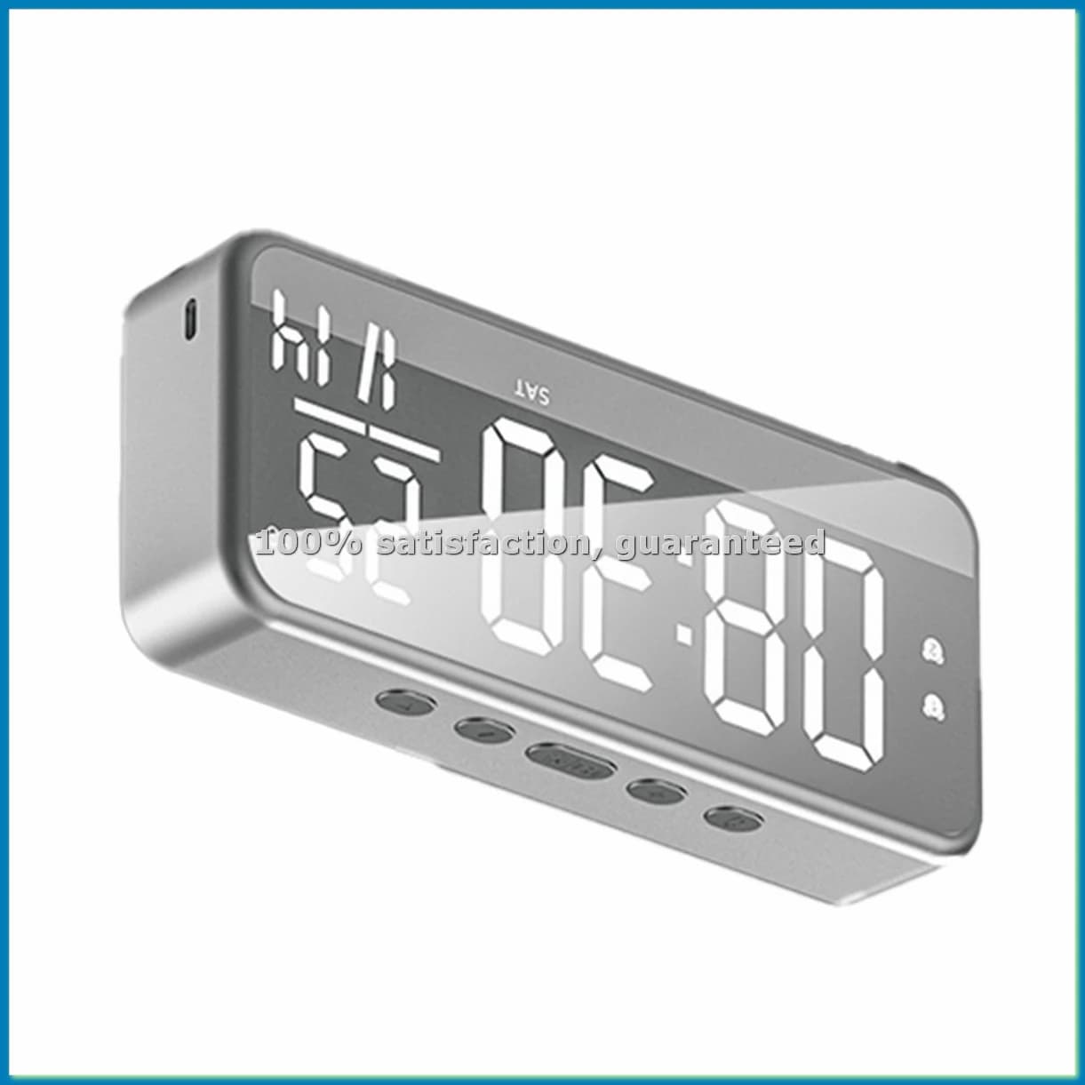 Smart Sound Alarm Clock LED Music Alarm Clock Wall Mounted Desk Clock Student Alarm Clock Temperature Display Dark Grey-A51M