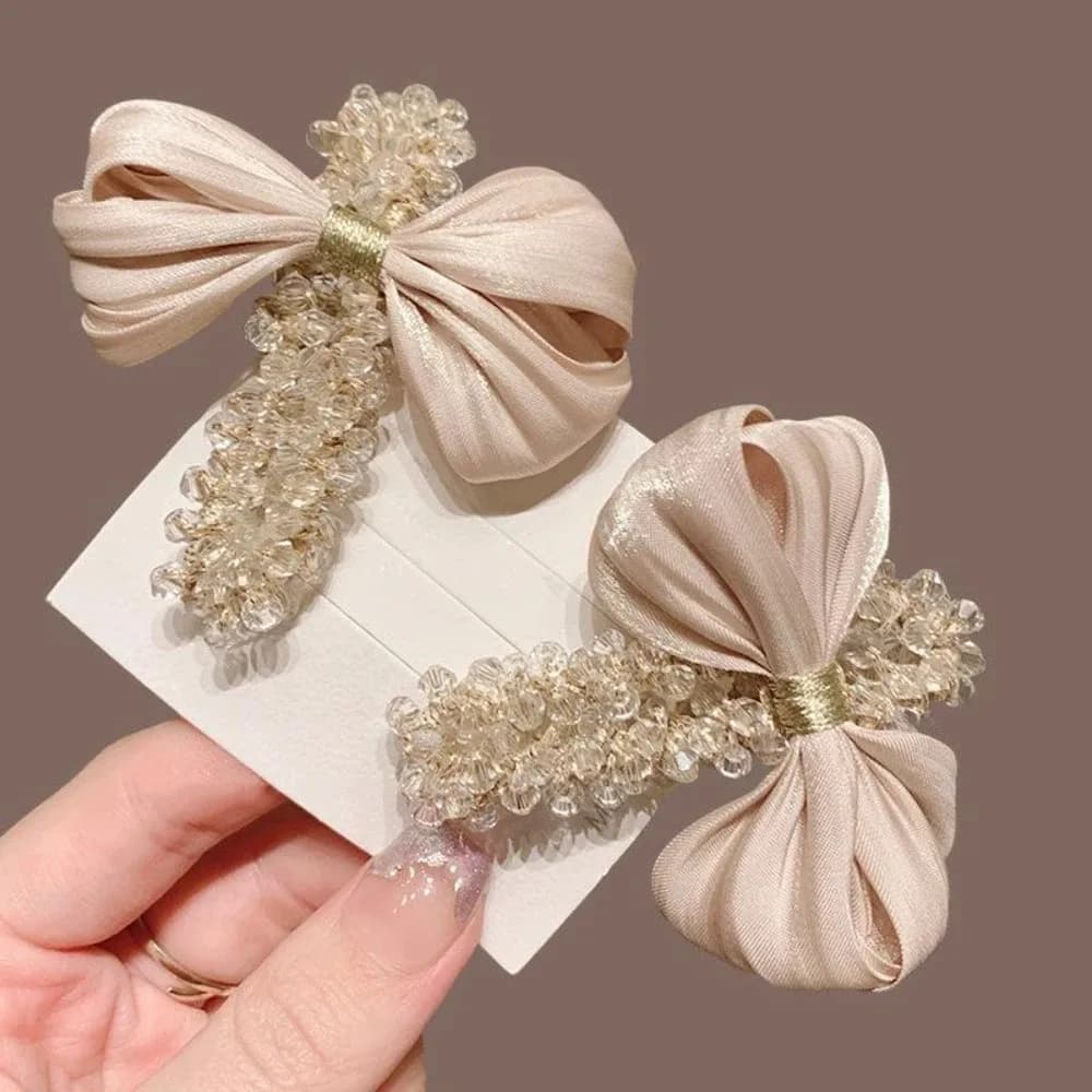New Stylish Crystal Hair Clip Bowknot Multifunctional Minimalist Duckbill Hair Clip Elegant Decorative Hairpin Women