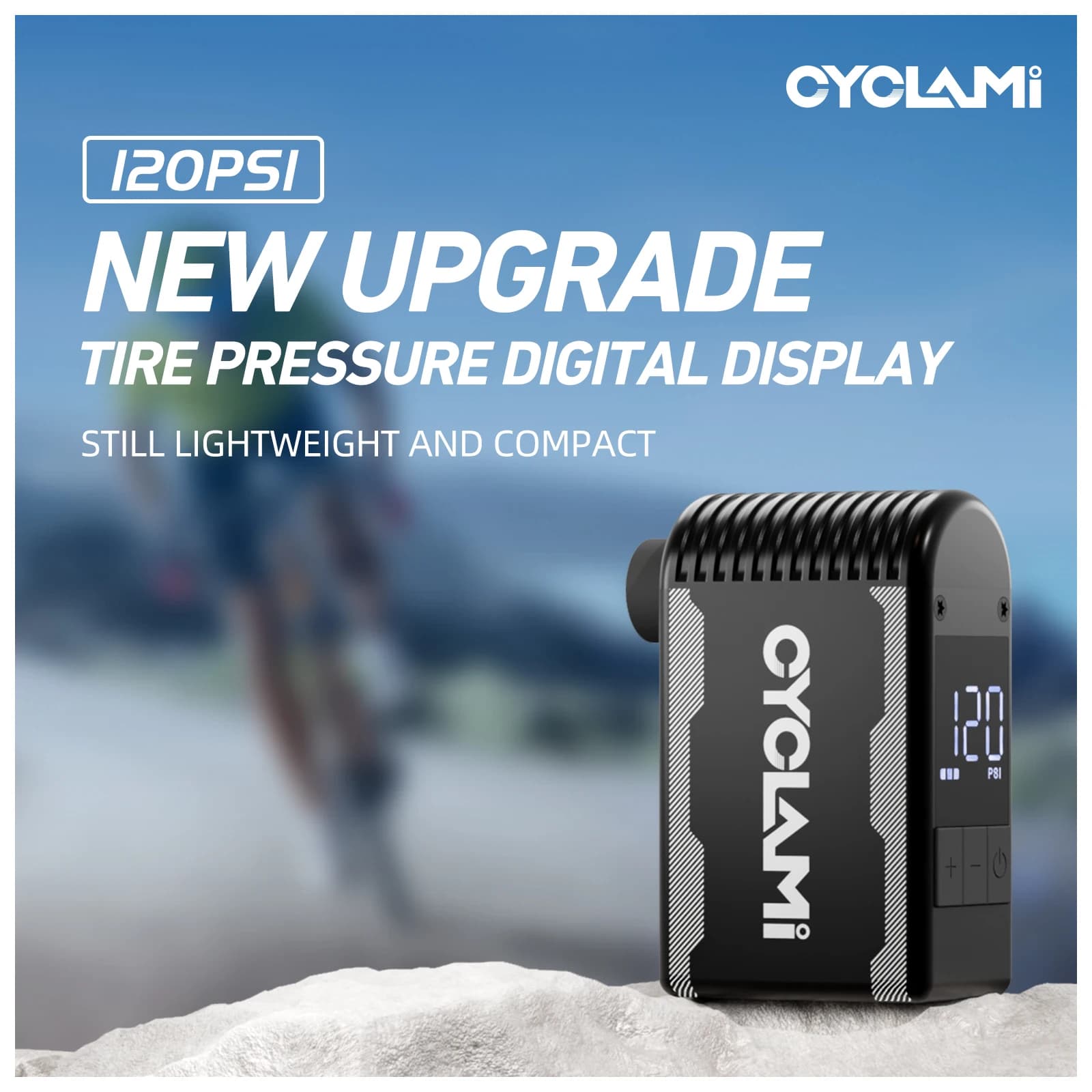 CYCLAMI A2S Mini Electric Air Pump 120 PSI Portable Bicycle Cordless Air Inflator Presta Schrader Valve Outdoor Road MTB Bike