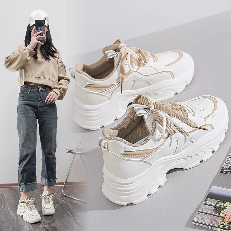 2025 Scarpe vulcanizzate da donna nuove Scarpe da ginnastica per giovani studenti Comfort alla moda Scarpe da corsa sportive con piattaforma Calzature da passeggio per il tempo libero