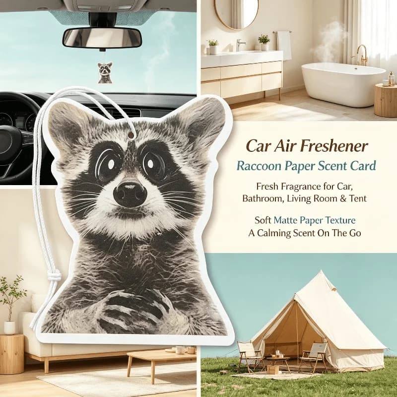 Car Air Freshener Adorable Raccoon Animal Hanging Scent Card for Car Rearview Mirror Decor Ornament Gift