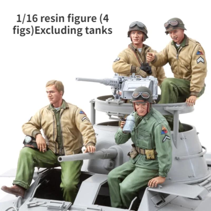Kit modello assemblato con figura in resina in scala 1/16 WWII US Army Vehicle Soldier 4 persone in miniatura militare non assemblato non verniciato