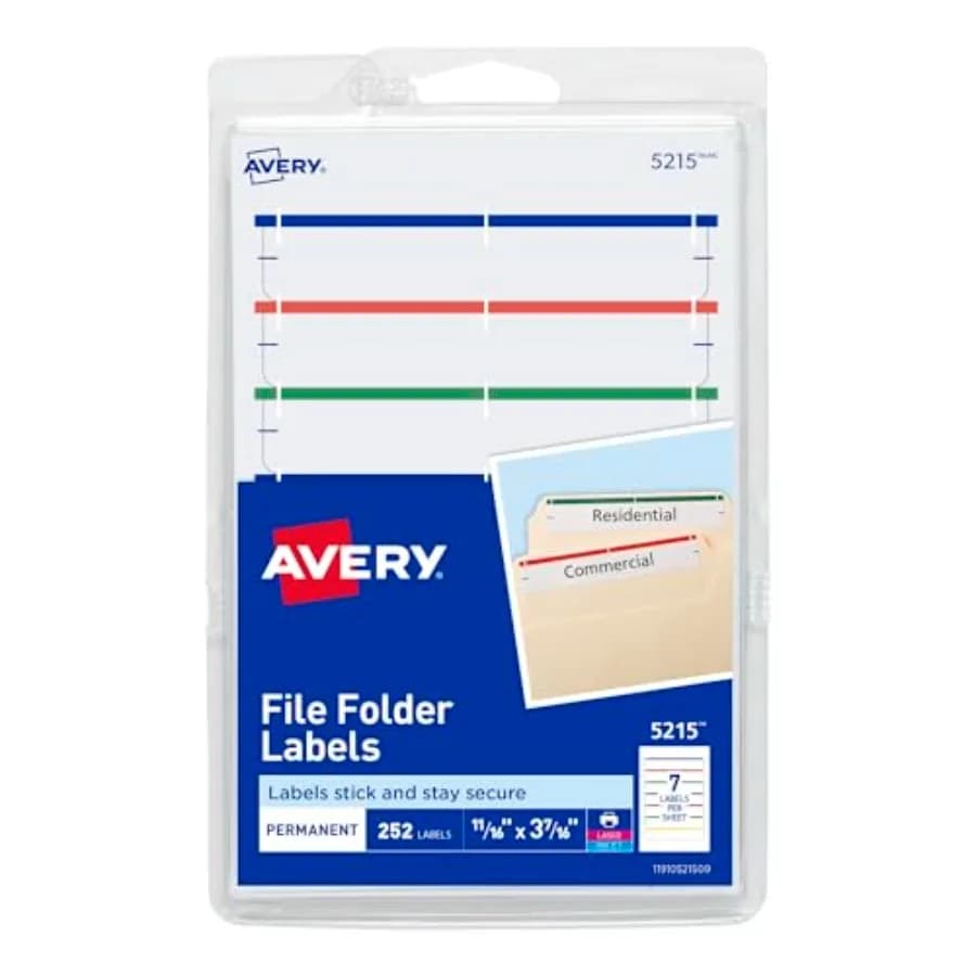 Etichette per cartelle su fogli 4 x 6, facili da staccare, stampa assortita, per scrittura a mano, 2/3 x 3-7/16, 252 etichette, 5215