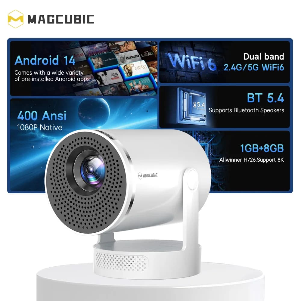 Magcubic HY320Pro-A Full HD Projector Android 14 Native 1080P 8K Projector Manual Focus Portable Home Cinema