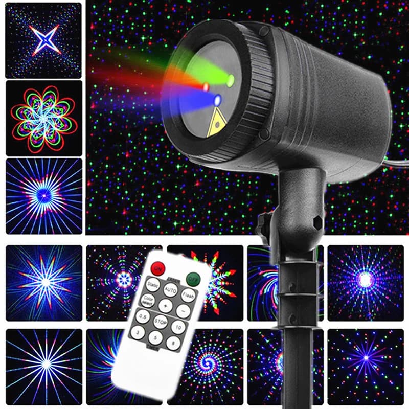 Luci di proiezione da cortile con 20 modelli Luci natalizie RGB Lampada da interno con telecomando per decorazioni paesaggistiche da giardino per feste