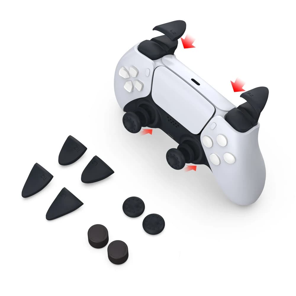 Kit di accessori per controller PS5 compatibile: impugnature per joystick + estensori grilletti L2 R2 + pulsante D-pad. Kit grilletti per PS5.
