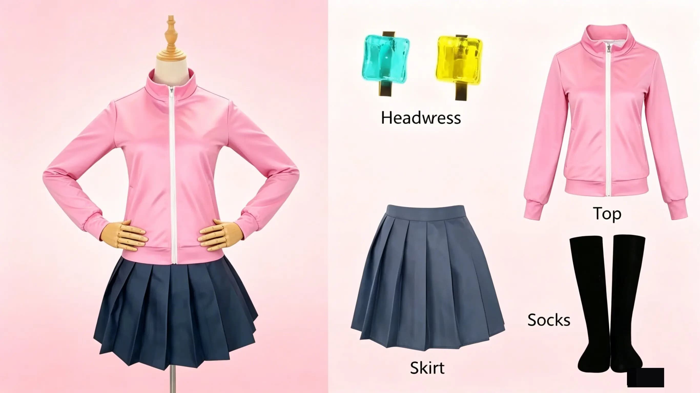 Gotou Hitori Cosplay Bocchi The Rock Gotou Hitori Cosplay Costume JK Uniform Pink Jacket Skirt Wig Suit Halloween Anime Cosplay