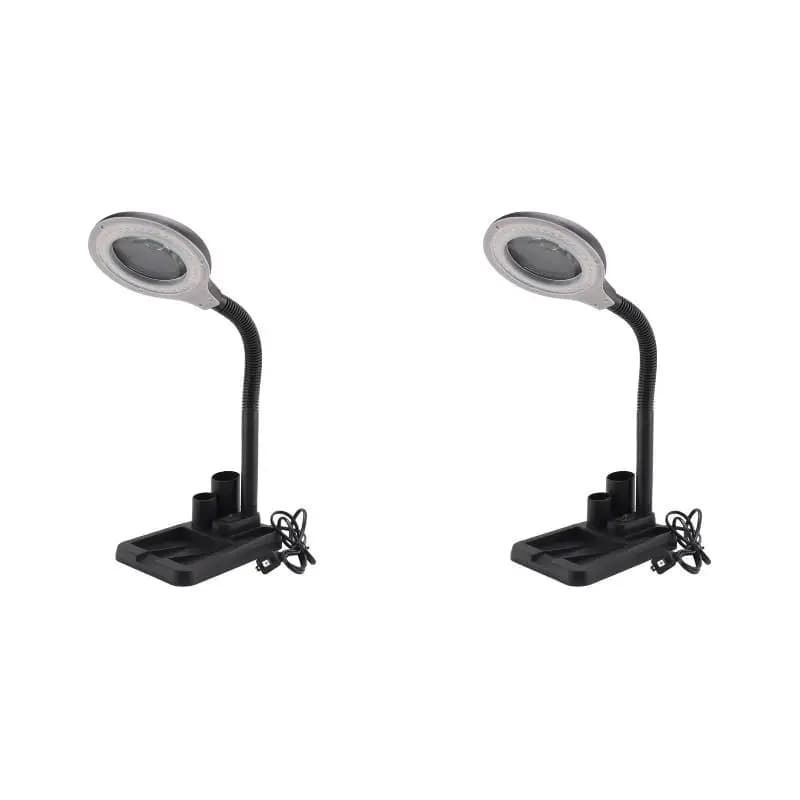 2PackX(LED Magnifying Lamp 5X 10X Magnifier with Light Table and Desk Lamp Floor Stand Adjustable)