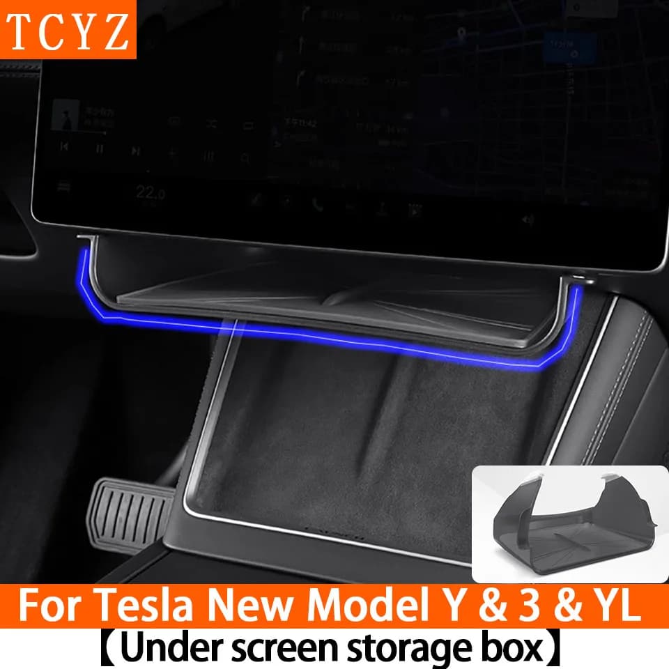 Per Tesla Model Y/YL Juniper 2025 Scatola di immagazzinaggio per auto sotto lo schermo di controllo centrale Custodia per organizer Vassoio Model3 Highland