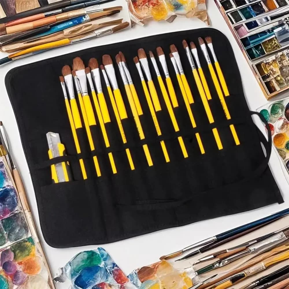 22 Slots Painting Brushes Storage Bag Portable Large Capacity Watercolor Pen Curtain Pen Bag Waterproof Stationery Case
