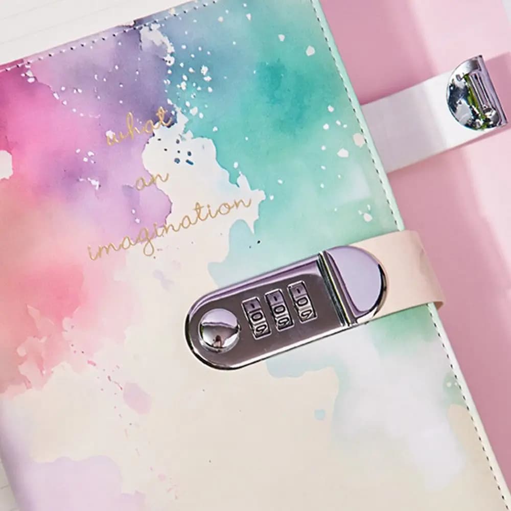 240 Pages A5 Journal Notebook Thickened Protecting Secrets Password Book with Lock Waterproof PU Leather Diary Book Student