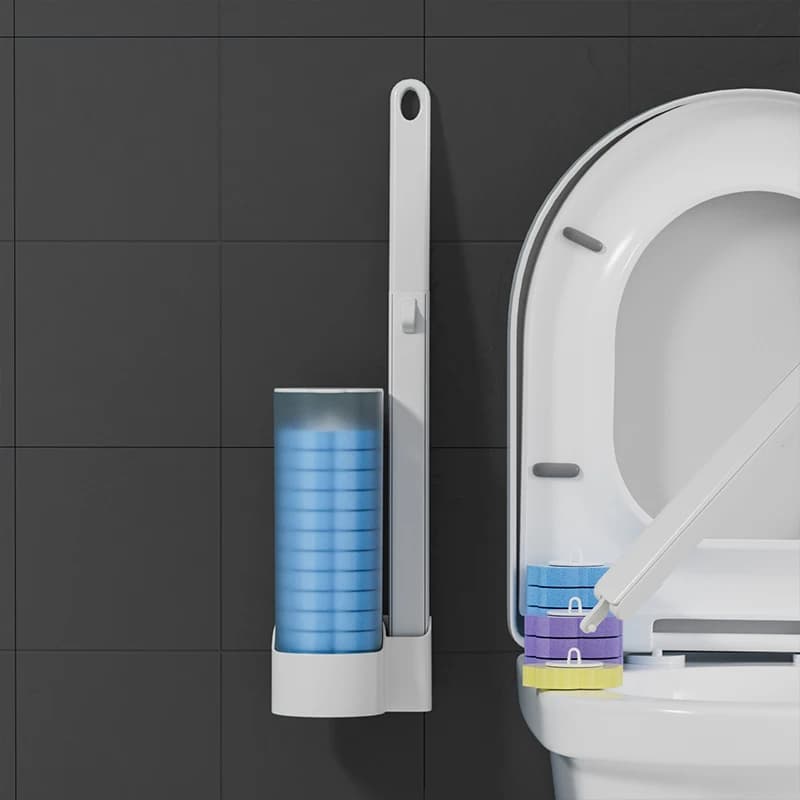 Disposable toilet brush wall cleaning tool for WC accessories with bathroom spare head