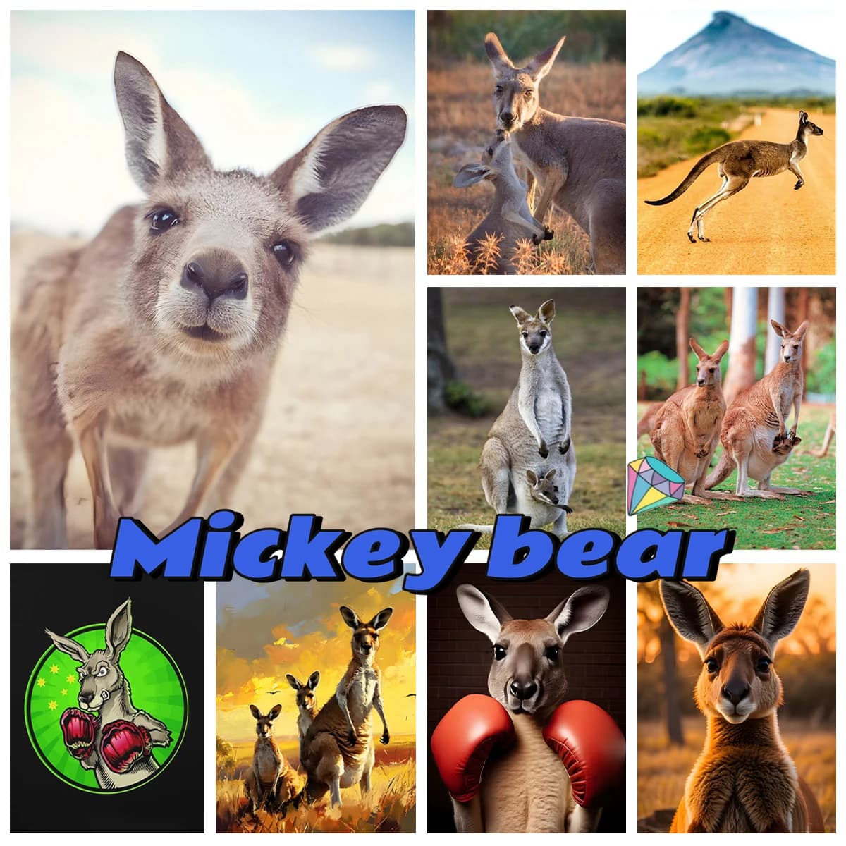 Kangaroo Diamond Painting Kit Cartoon Animals ritratto fai da te 5D diamante ricamo punto croce Home Wall Decor vendita regalo a mano