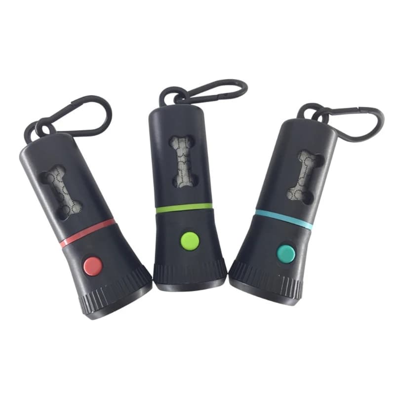 Dispenser per sacchetti per cacca di cani, con funzione torcia a LED, scatola per rifiuti per la pulizia dei rifiuti, custodia per animali domestici all'aperto