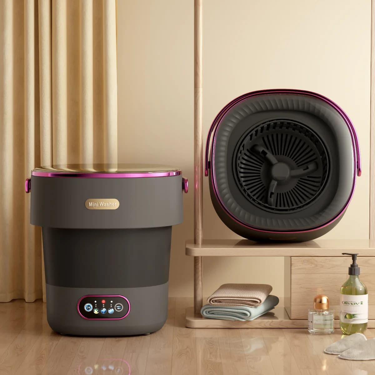 Lavatrice portatile con centrifuga, mini lavatrice pieghevole completamente automatica da 13 litri per biancheria intima, pulizia di vestiti per bambini