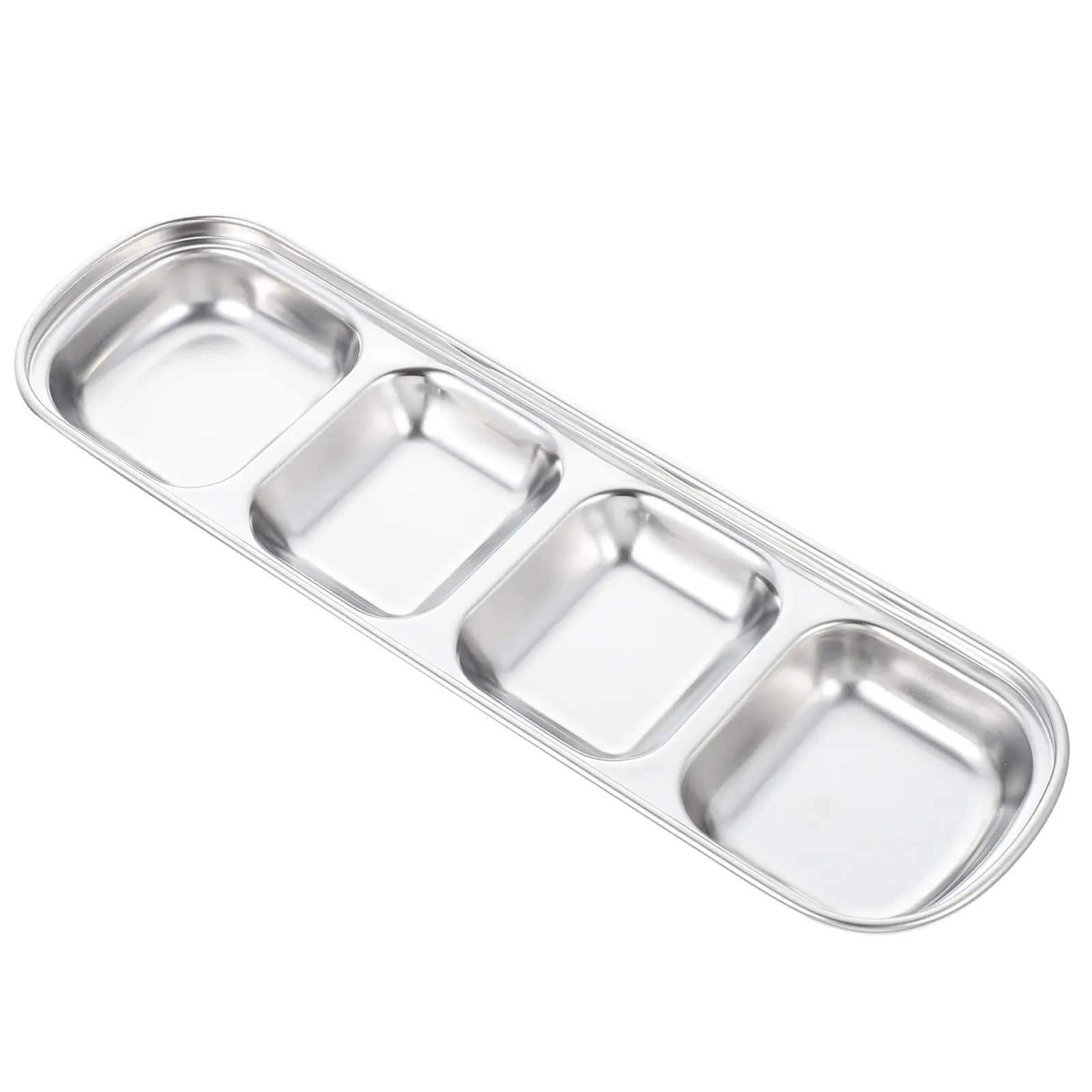 Hamster Stainless Steel Food Bowl Four-Grid Design Pet Feeder Smooth Edge Small Animal Food Box for Rabbits Hedgehogs Gerbils