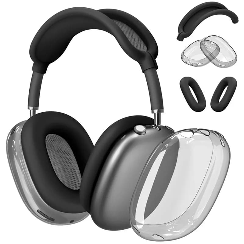 Custodia protettiva per coppe auricolari in silicone TPU trasparente morbido 3 in 1 per Airpods Max Airpodmax Accessori per cuffie antigraffio