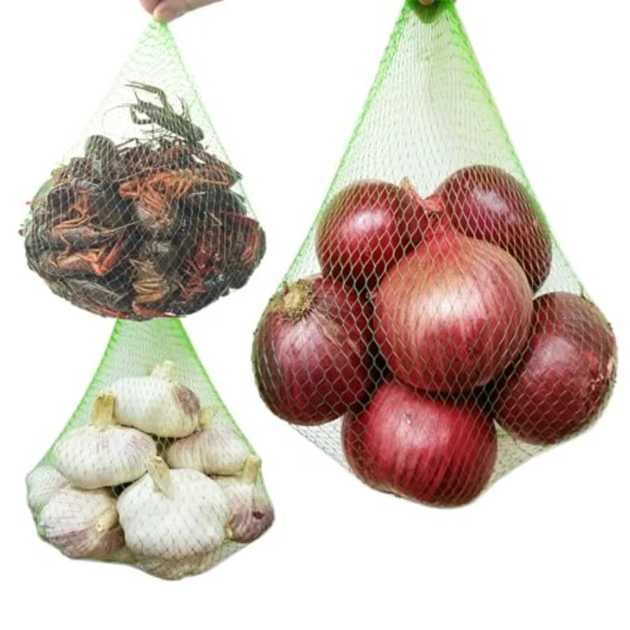 100 PCS Onion Potato Garlic Storage Bag-20 Inch Seafood Boil Bags, Fruit Vegetables Reusable Mesh Produce Storage Bags, Mesh Co
