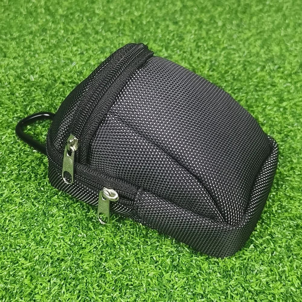 Borsa da Golf Portatile Nera con Tasca Portaoggetti, Piccola Borsa da Cintura con Portachiavi, Porta Palline da Golf