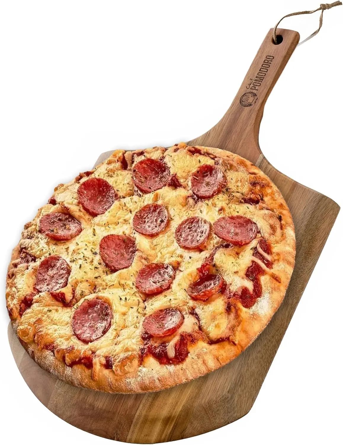 Pala per Pizza in Legno di Acacia da 12 Pollici con Manico, Accessori per Forno per Pizze Fatte in Casa