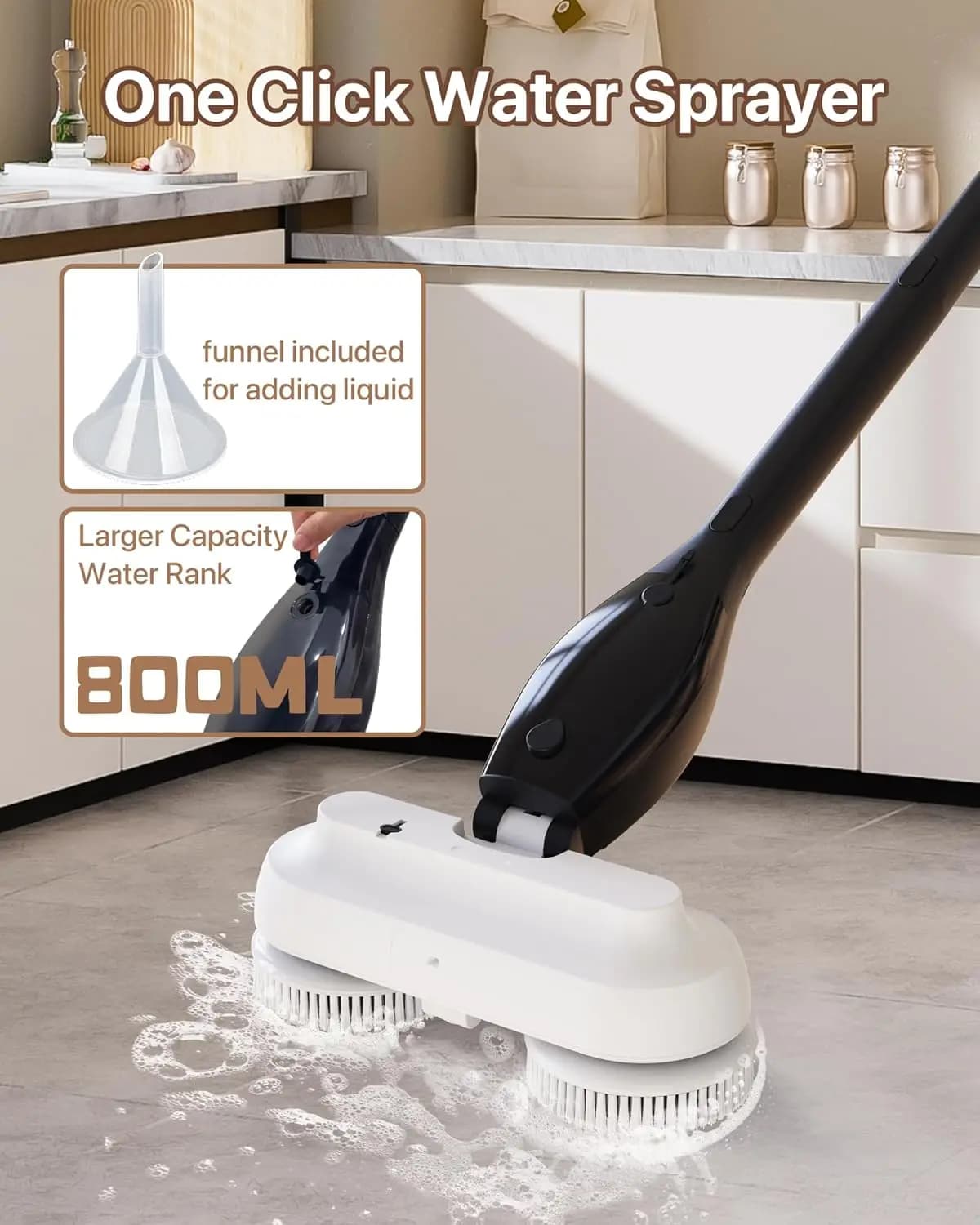 Electric Spin Scrubber,CordlElectric Mop For Floor Cleaning，With Water Sprayer And Large 800ml
