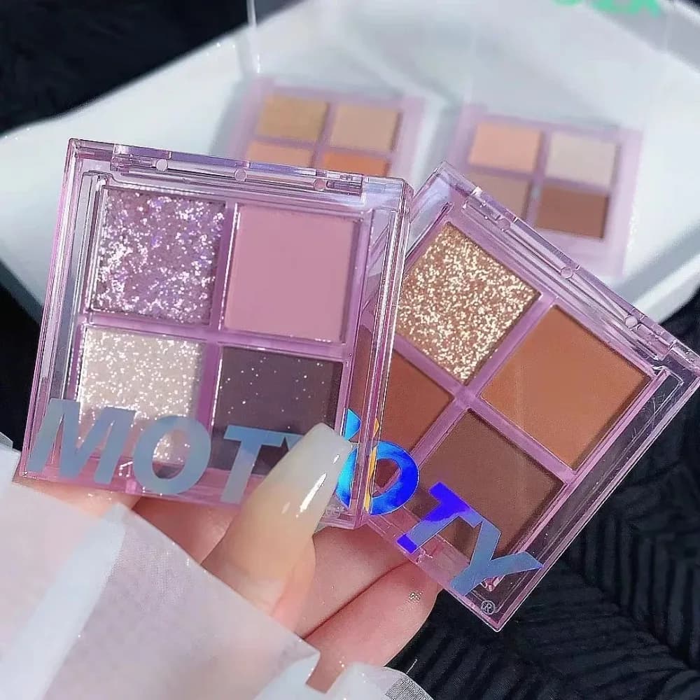 Tavolozza di ombretti glitterati a 4 colori Tavolozza di ombretti perlati lucidi Tavolozza di trucco occhi affascinanti a lunga durata nuda Cosmetici 2025