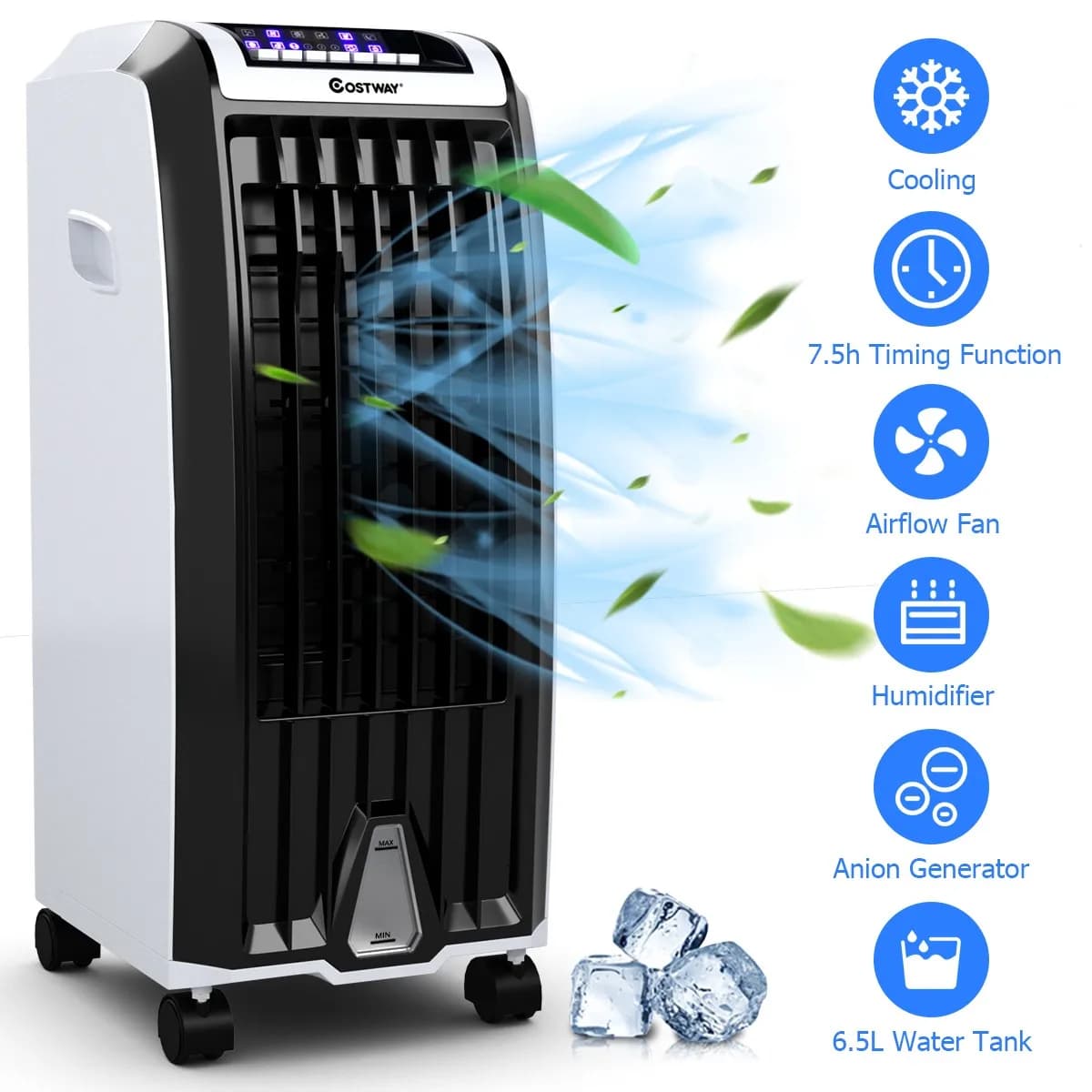 Fan Air Cooler Portable Evaporative with Ion Humidifier and Remote Control