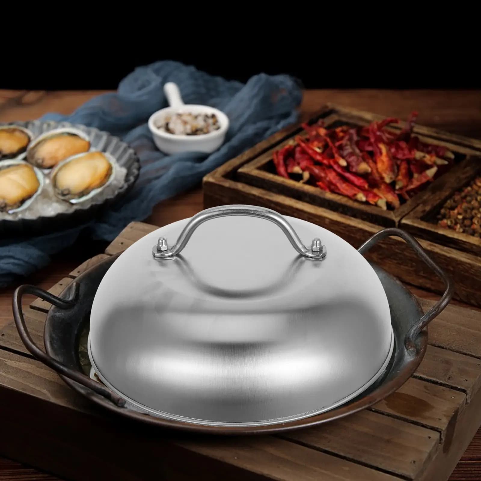 2 Pezzi Coperchio Universale in Acciaio Inox per Pentole, Padelle e Wok, Coperchio di Ricambio Resistente per Utensili da Cucina