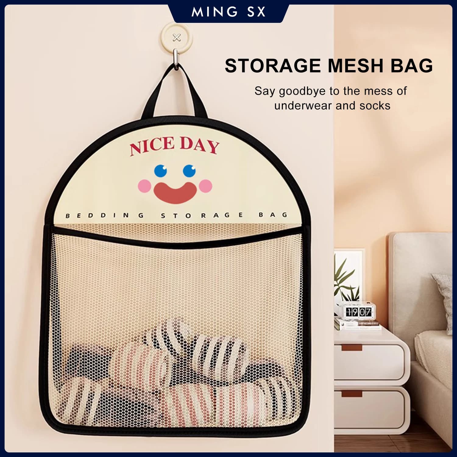 Bathroom Organizer Bag Hanging Bed linen Basket for Underwear Socks Dresses Dresses Kitchen Mesh Storage Kitchen Tools