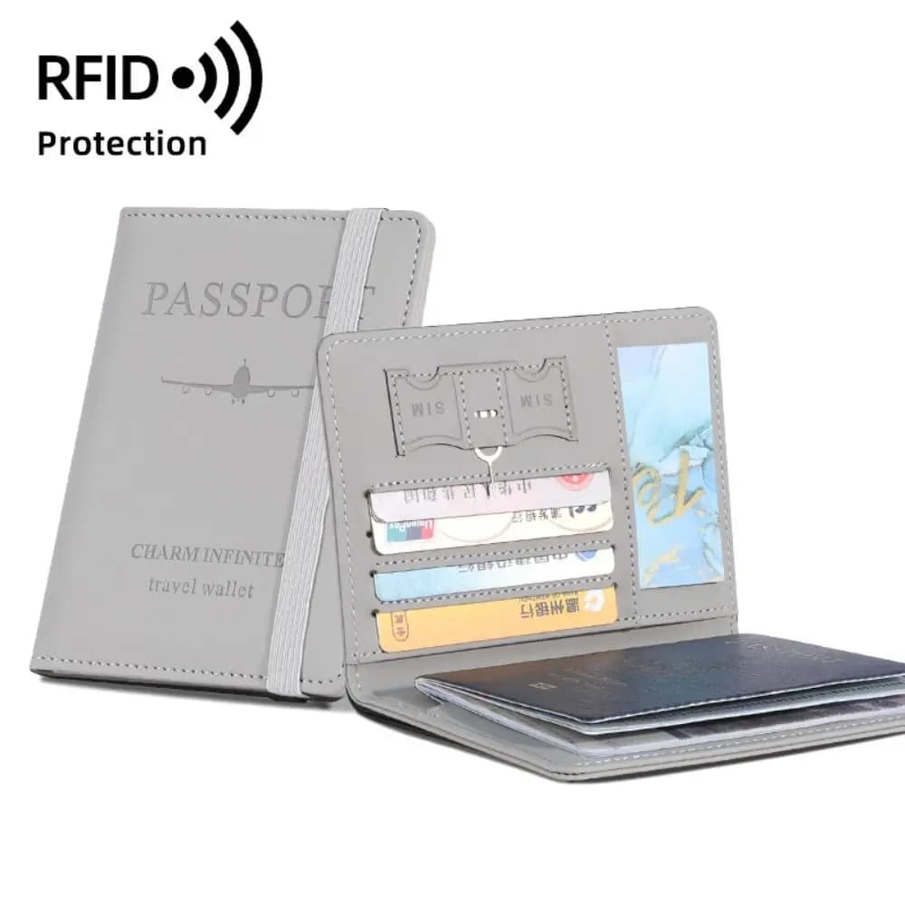 Porta Passaporto in Pelle PU con RFID, Portafoglio da Viaggio, Custodia Protettiva per Passaporto
