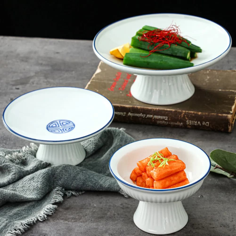 High Base Ceramic Dessert Bowl Food Serving Storage Container for Cake Pastry Fruit Snacks Display Wedding Party Birthday Home