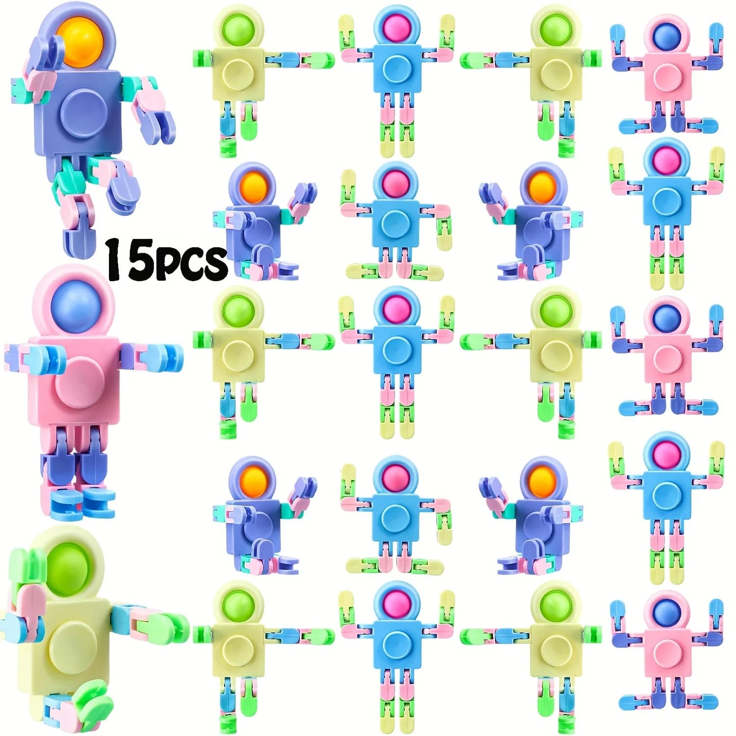 6/12/15pcs Robot Fidget Spinners Trasformabile Punta Delle Dita Giroscopio Catena Giocattolo Deformabile FAI DA TE Agitarsi Giocattoli Sensoriali Adulti Goodie Bag