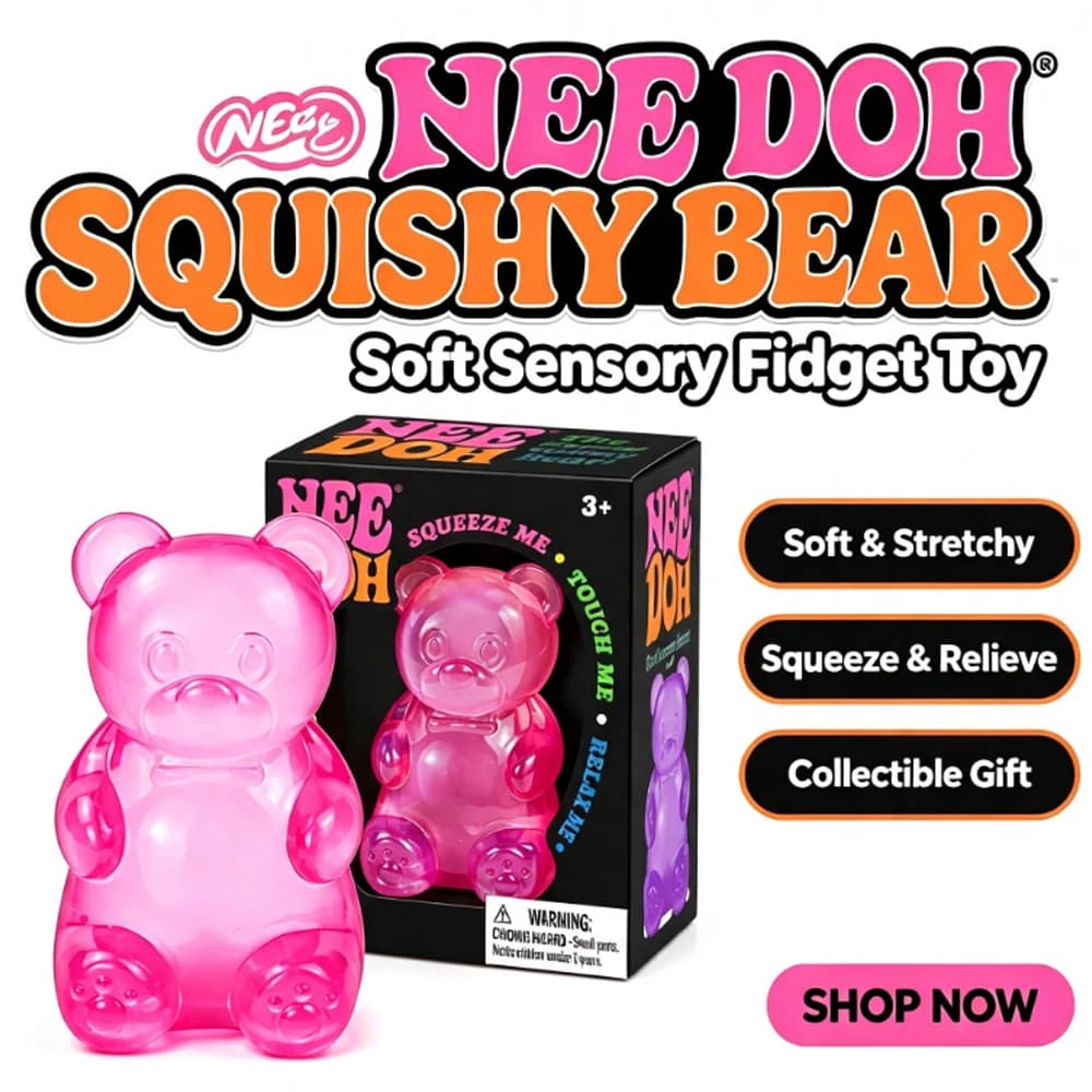 NEEDOH Soft Gummy Bear Fidget Squeeze Toy TPR Sensory Stress Relief Toy Kids Birthday Party Gift 2026 New