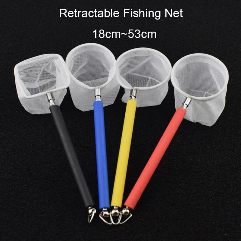 Retrattile 3D Acquario Serbatoio di Pesce di Cattura Netto In Acciaio Inox Canna Da Pesca Rotonda Tasca Piazza Gamberetti Cattura Reti 18-53CM Nuovo