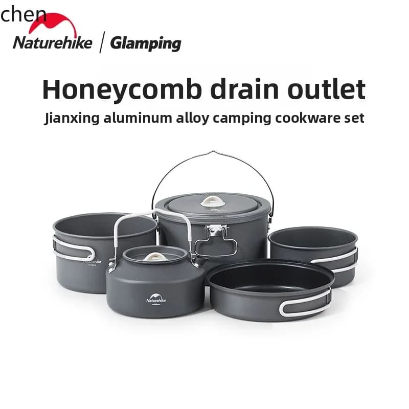 Set di Pentole da Campeggio A8, Utensili da Cucina per Esterni, Set di Stoviglie da Picnic, Bollitore e Padella