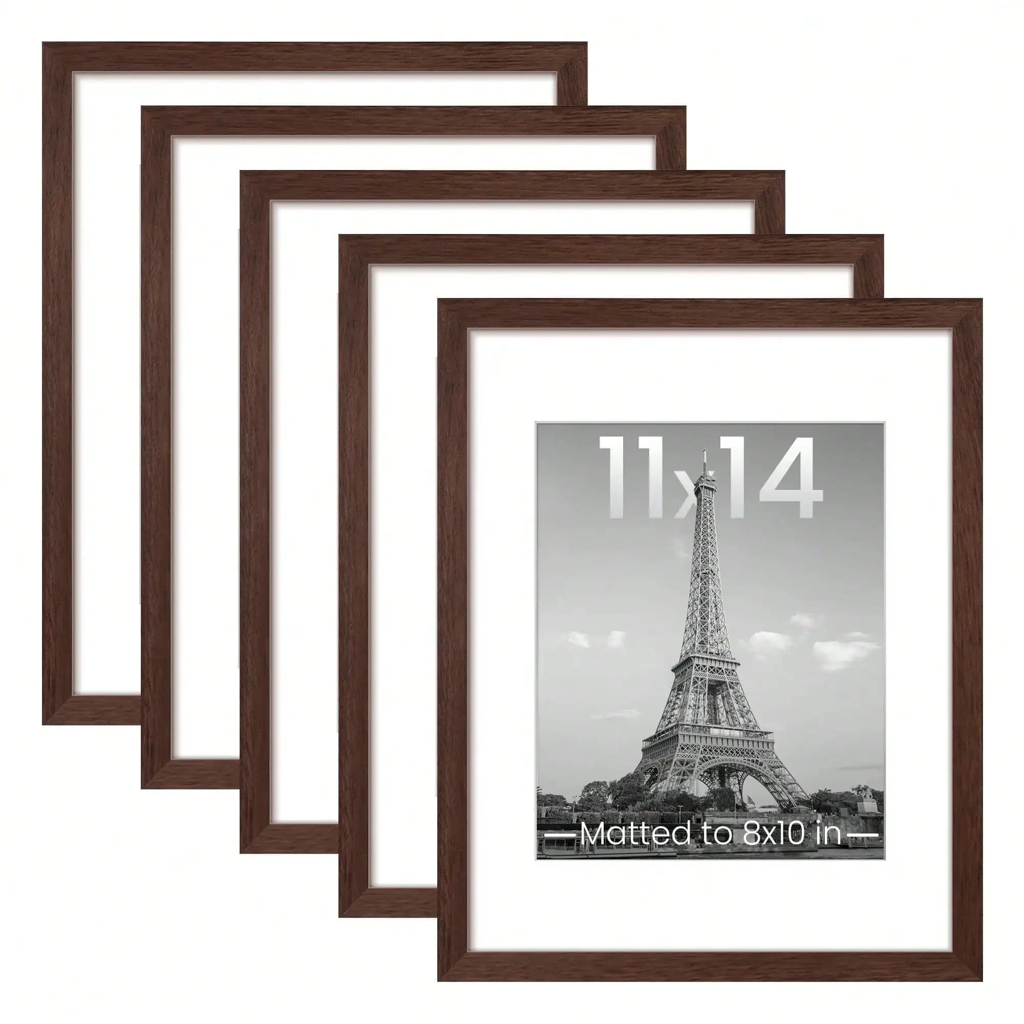 Set di 5 cornici moderne, cornici moderne e leggere per parete con passepartout per foto 8x10, 11x14, 12x16, 16x20, 18x24 – Cornici decorative per poster e foto per decorazioni domestiche, ufficio e esposizione di opere d'arte