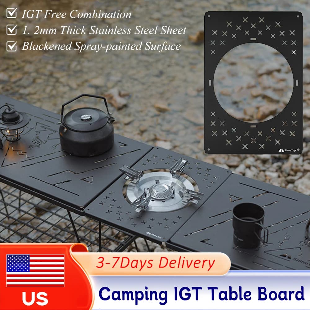 IGT Camping Table with Stainless Steel Floor 1.2mm, Compatible with External Ring, Free and Connectable Combination