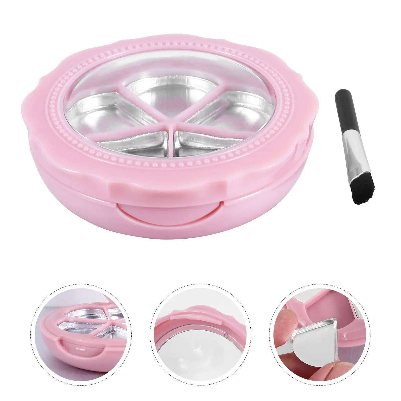2 Set di Contenitori Ricaricabili per Trucco, Scatola per Ombretto, Rossetto e Fard, 5 Scomparti, Portatile, Fai-da-Te, per Viaggi e Uso Quotidiano