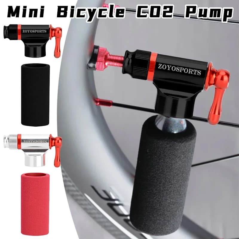 Mini pompa per bicicletta CO2 Pompa automatica per bici in lega di alluminio con custodia protettiva per adattatore Schrader Presta (senza cartucce di CO2)