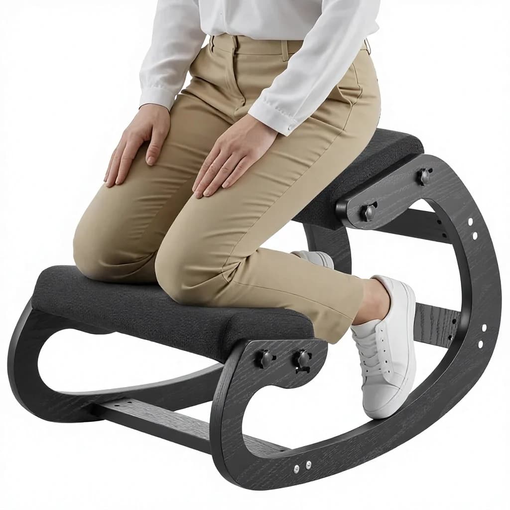 Office Chairs For Staff, Ergonomic,HEXU Ergonomic Kneeling Chair Adjustable Height Thick Foam Cushions Solid Wood Frame Armless