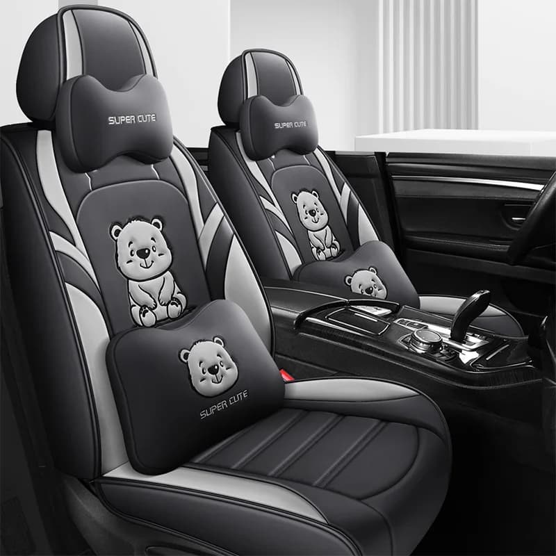 Universal Car Seat Covers for 5 Posts, Complete Set in Luxury Ecopelle Waterproof for Front Seats and Back